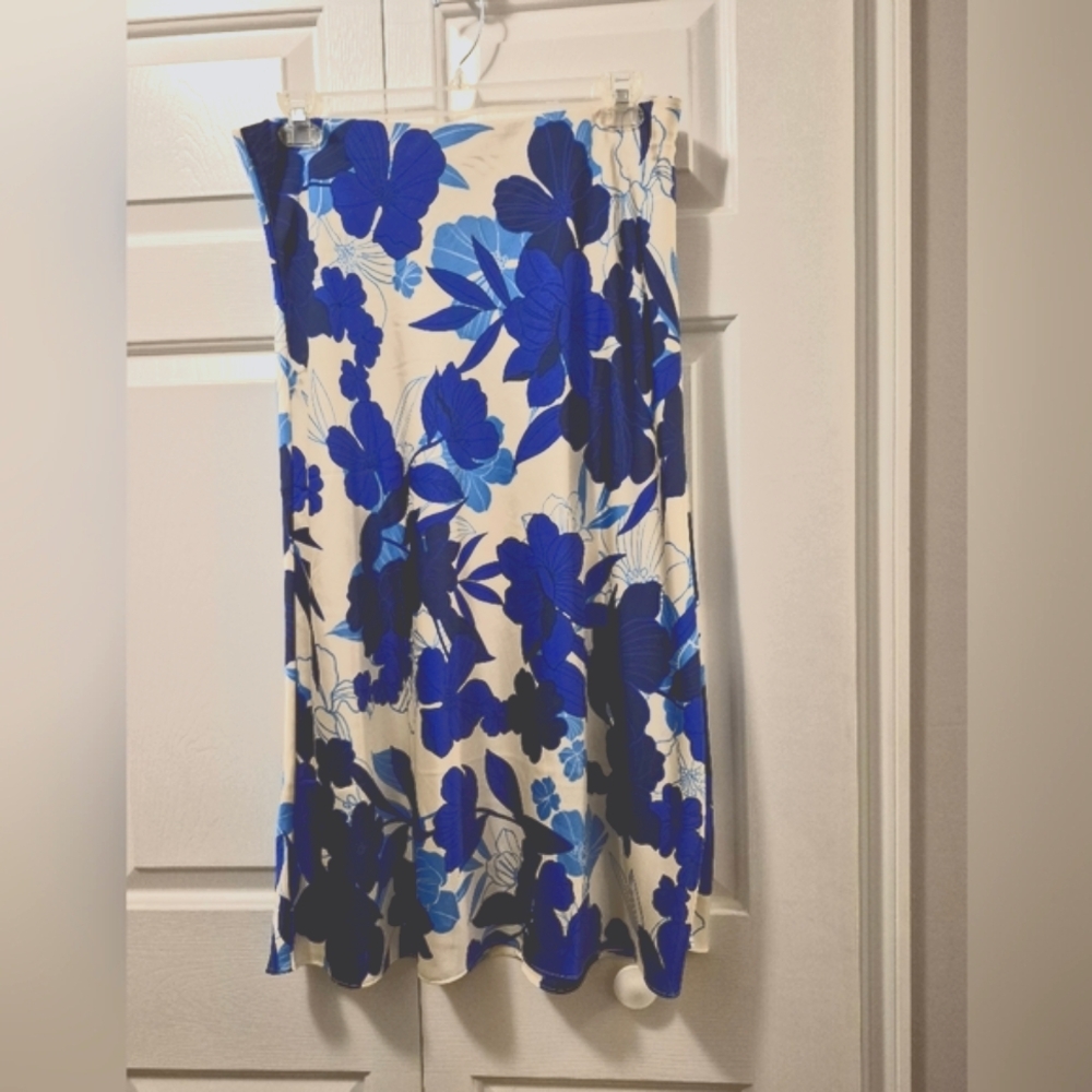 J. Crew Blue A-line Midi Skirt, Sz L